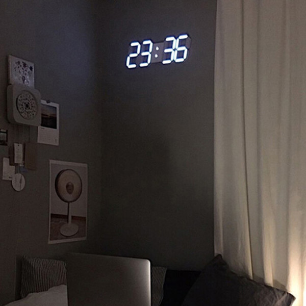 OMT 3D 무소음 LED 디지털 벽시계 무드등 OWT-WL24 3단밝기조절 탁상시계활용 거치대포함