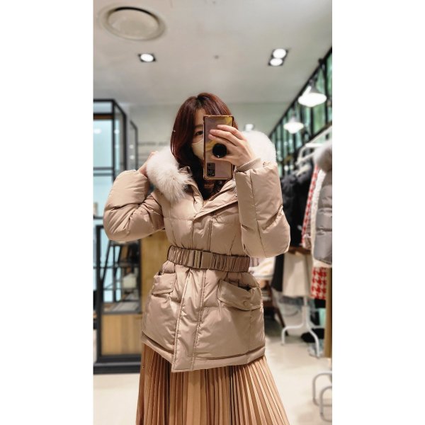 (광주신세계) 듀엘 폭스퍼 벨트 구스 숏패딩 D224PSG271