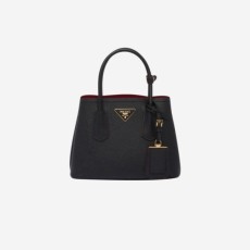New Best 프라다 더블 사피아노 레더 미니백 블랙 Prada Double Saffiano Leather Mini Bag Black 383370