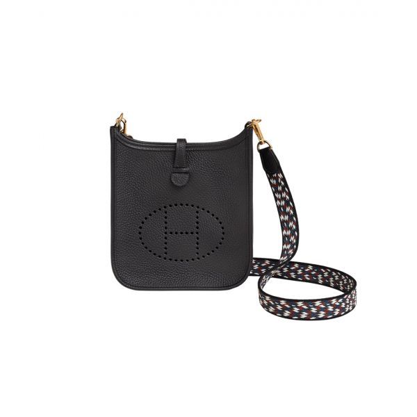에르메스 에블린 16 백 클레망스 골드 하드웨어 카반 느와르 블랑 HERMES Evelyne Amazone Bag Clemence Go